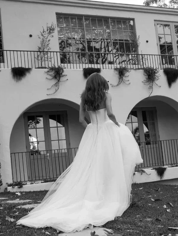 Romantic White A Line Tulle Prom Dress,Formal Wedding Dress Y8084 by simplepromdress