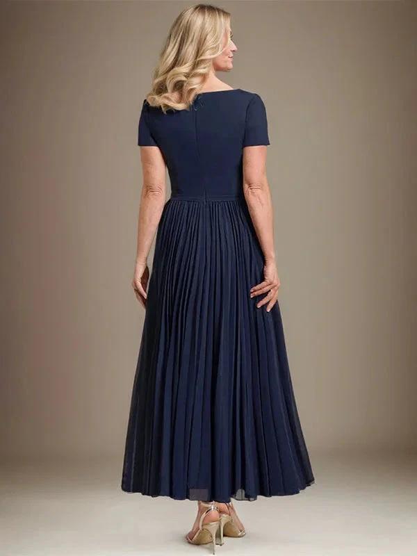 A-line Square Ankle-Length Chiffon Mother of the Bride Dress With Pleated by Dreamylily