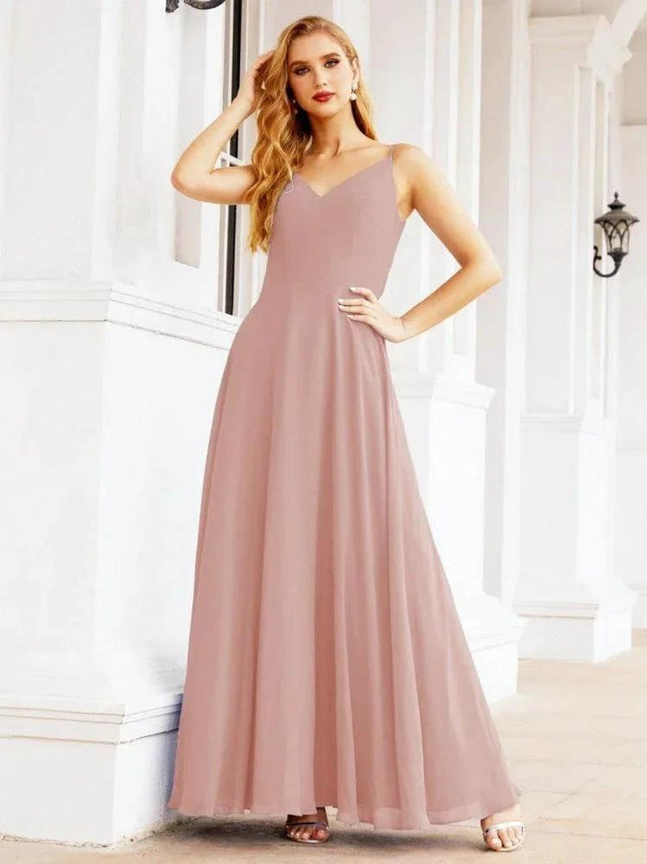 Numbersea Spaghetti Strap Bridesmaid Dresses V Neck Butterfly Back Fromal Evening Party Prom Gown 28036 by numbersea
