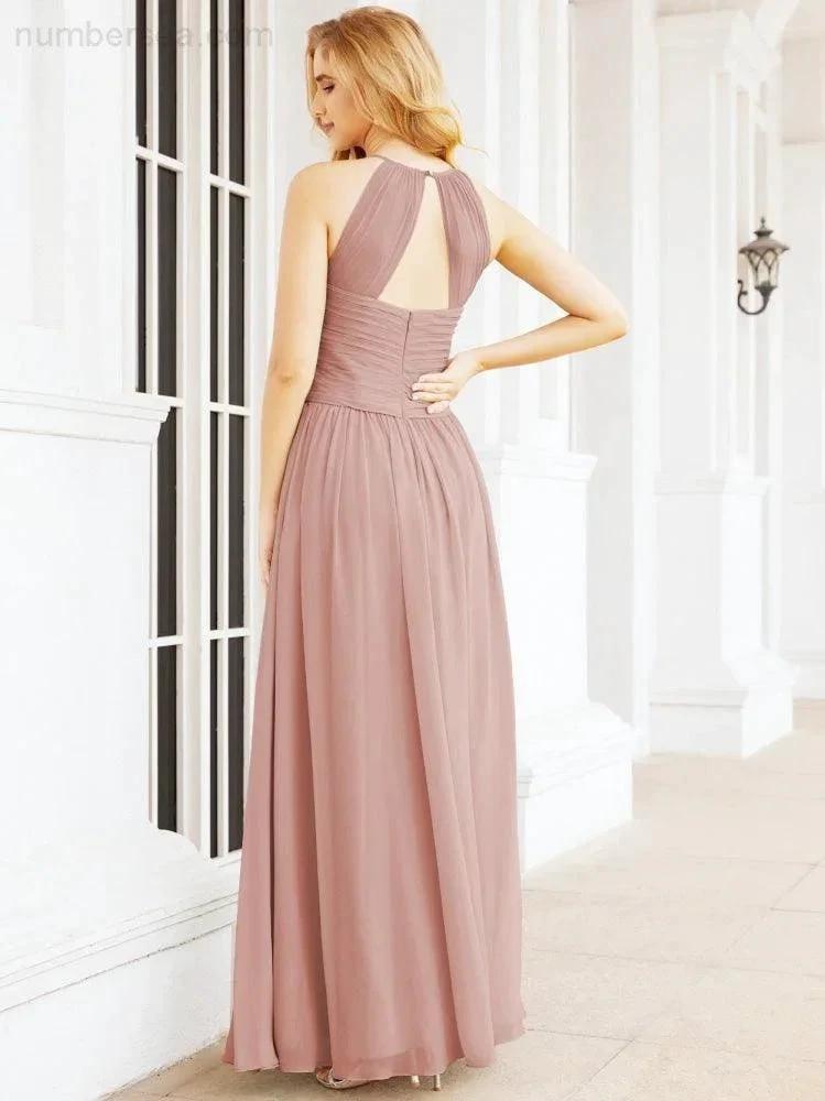 Numbersea Sleeveless Bridesmaid Dresses Long Prom Gown Zipper with Keyhole Back 28056 by numbersea