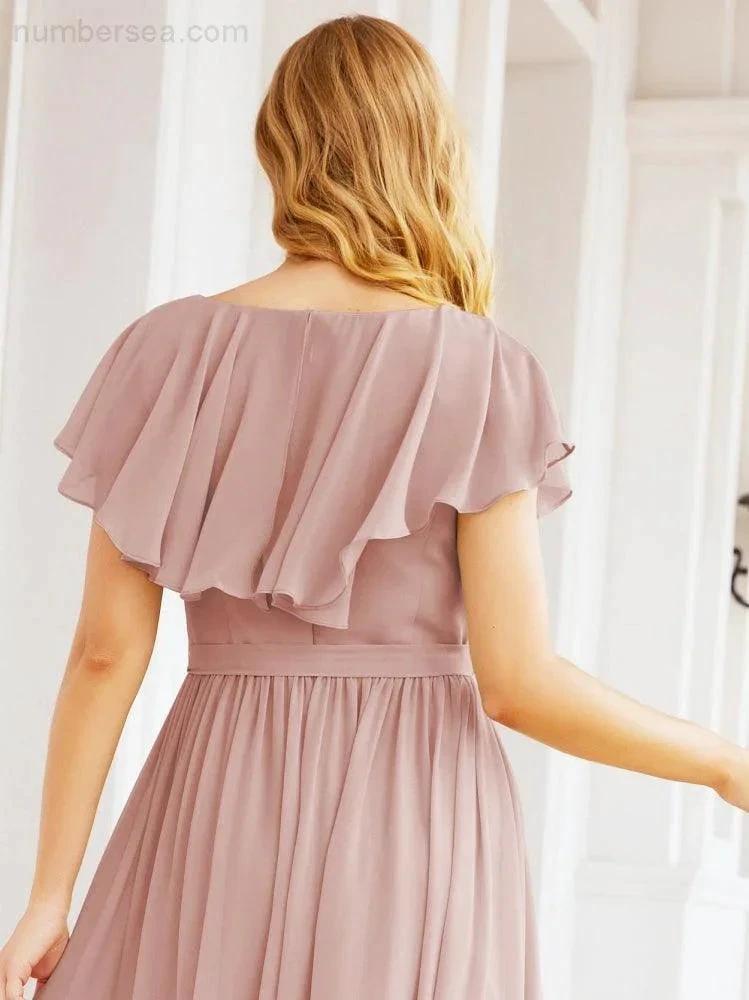 Bridesmaid Dresses with Flutter Sleeves Formal Evening Party Prom Gowns 28044 by numbersea