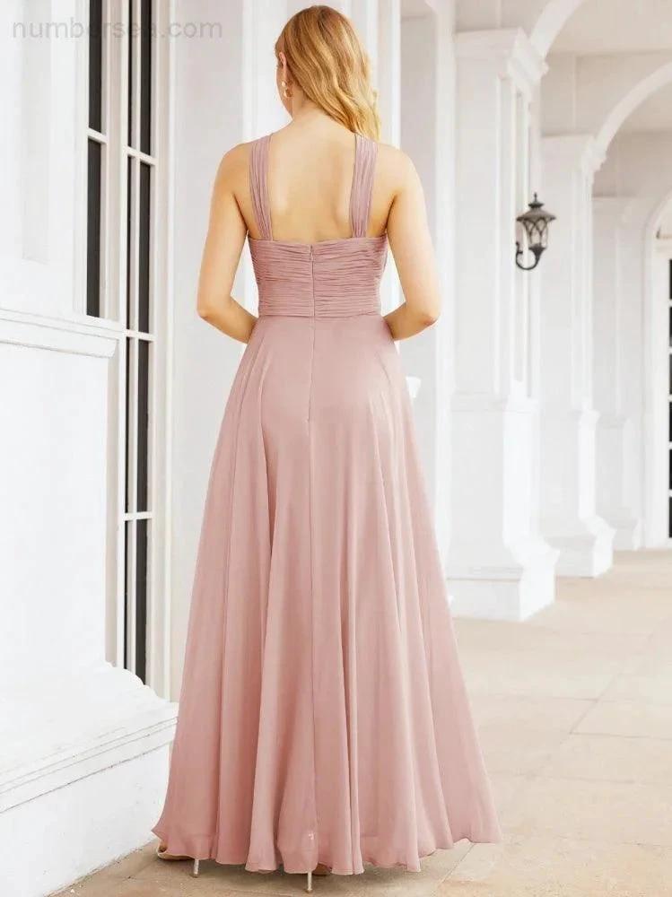 Numbersea Crisscross Halter Bridesmaid Dresses for Party Wedding Evening Prom Maxi Ball Gowns 28053 by numbersea