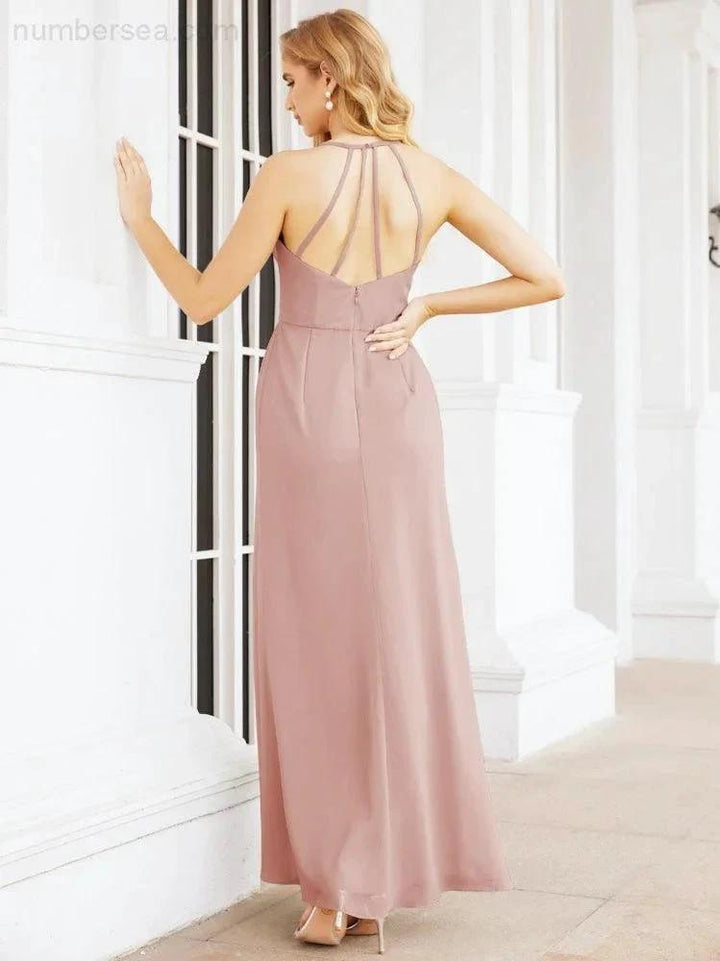 Numbersea Spaghetti Strap Bridesmaid Dresses V-Neck Long A-Line Formal Prom Gowns 28063 by numbersea