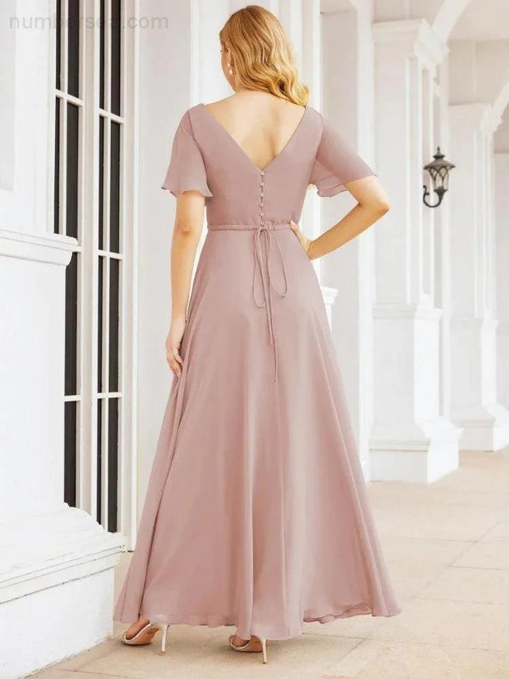 Numbersea Formal Prom Gowns for Mother of The Bride Short Sleeves Bridesmaid Dress 28049 by numbersea