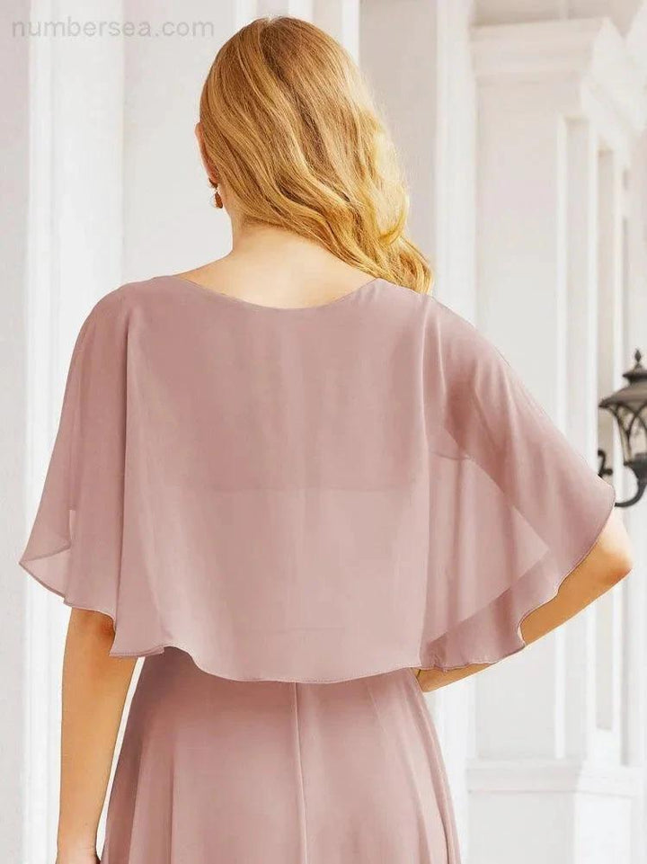 Numbersea Bridesmaid Dresses for Wedding Formal Evening Party Prom Gown with Cape 28050 by numbersea