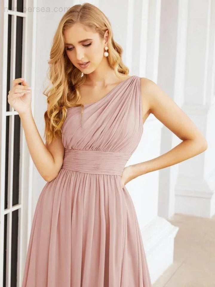 Numbersea One Shoulder Bridesmaid Dresses Long Maxi Formal Evening Party Prom Gowns 28061 by numbersea