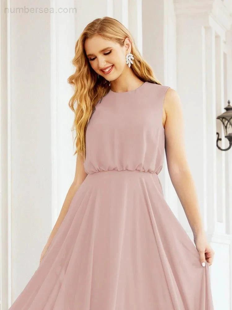 Numbersea Sleeveless Long Bridesmaid Dress A line Formal Evening Prom Gown 28025 by numbersea