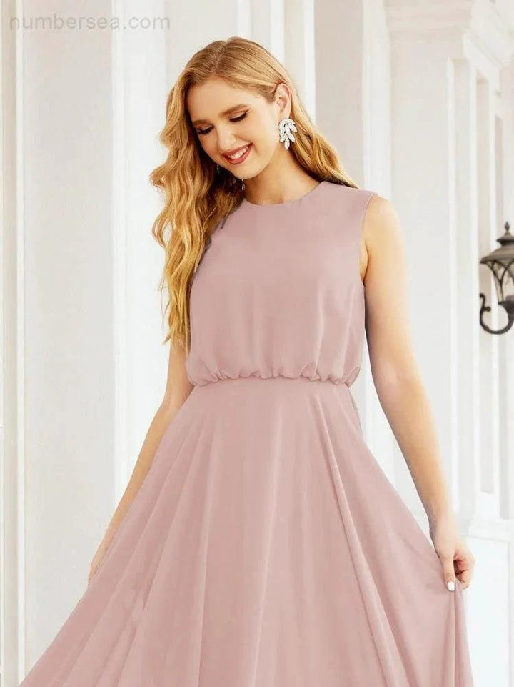 Numbersea Sleeveless Long Bridesmaid Dress A line Formal Evening Prom Gown 28025 by numbersea