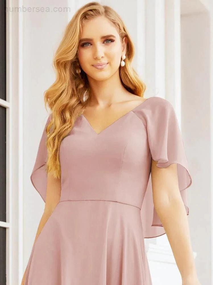 Numbersea Bridesmaid Dresses for Wedding Formal Evening Party Prom Gown with Cape 28050 by numbersea