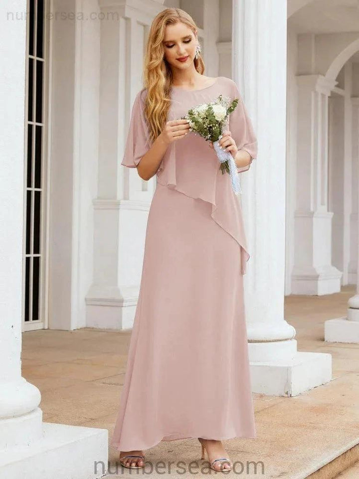 Sunnderly Formal Party Gown Dress Long Mother of The Bride Dresses with Ruffle Cape SY28026 by numbersea