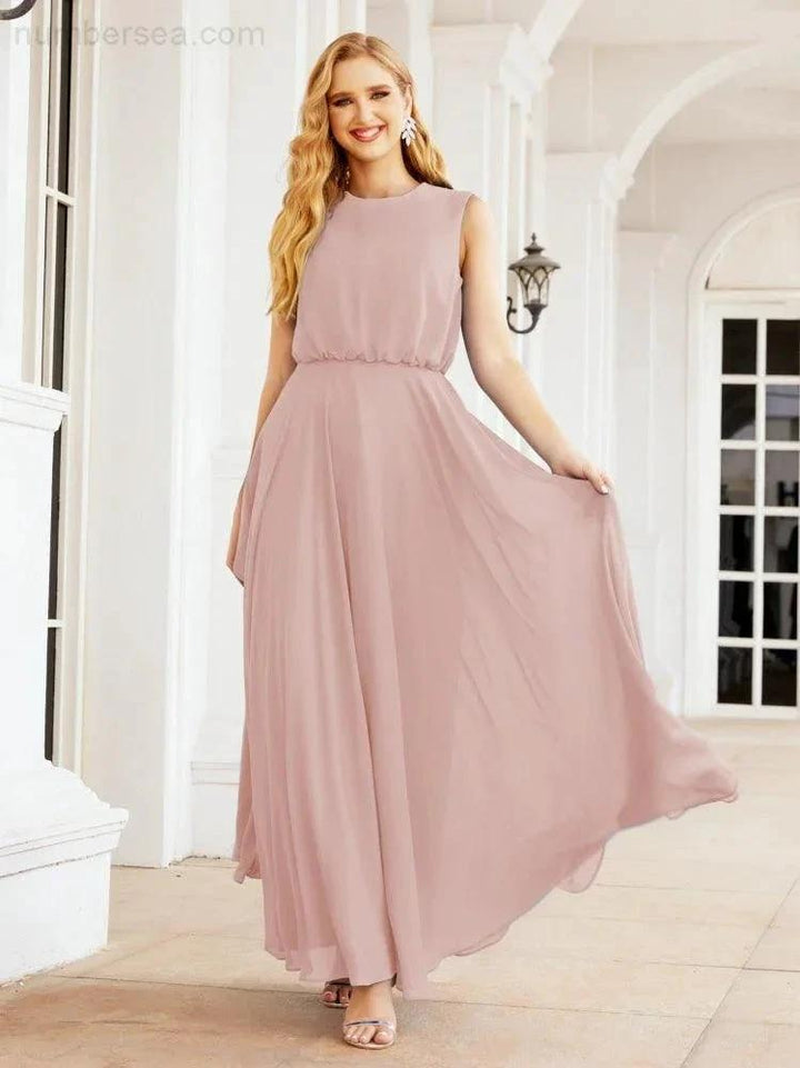 Numbersea Sleeveless Long Bridesmaid Dress A line Formal Evening Prom Gown 28025 by numbersea