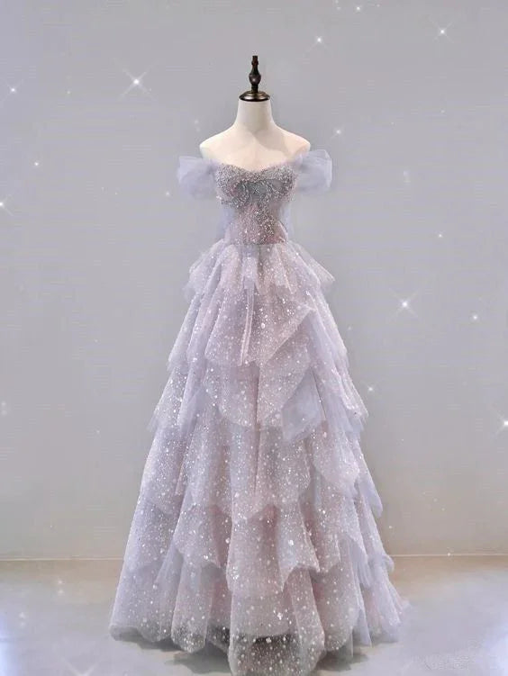 Gorgeous Ball Gown Off The Shoulder Tulle Prom Dress Evening Dress Y7580 by simplepromdress