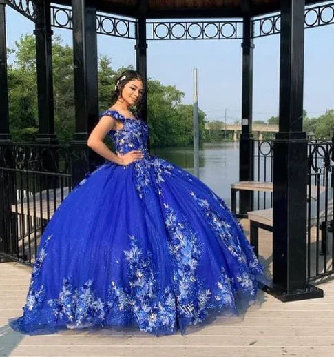 Royal Blue Ball Gown Quinceanera Dresses 3D Flower Sweetheart Sweet 15 16 Prom Party Gowns Y2821 by simplepromdress