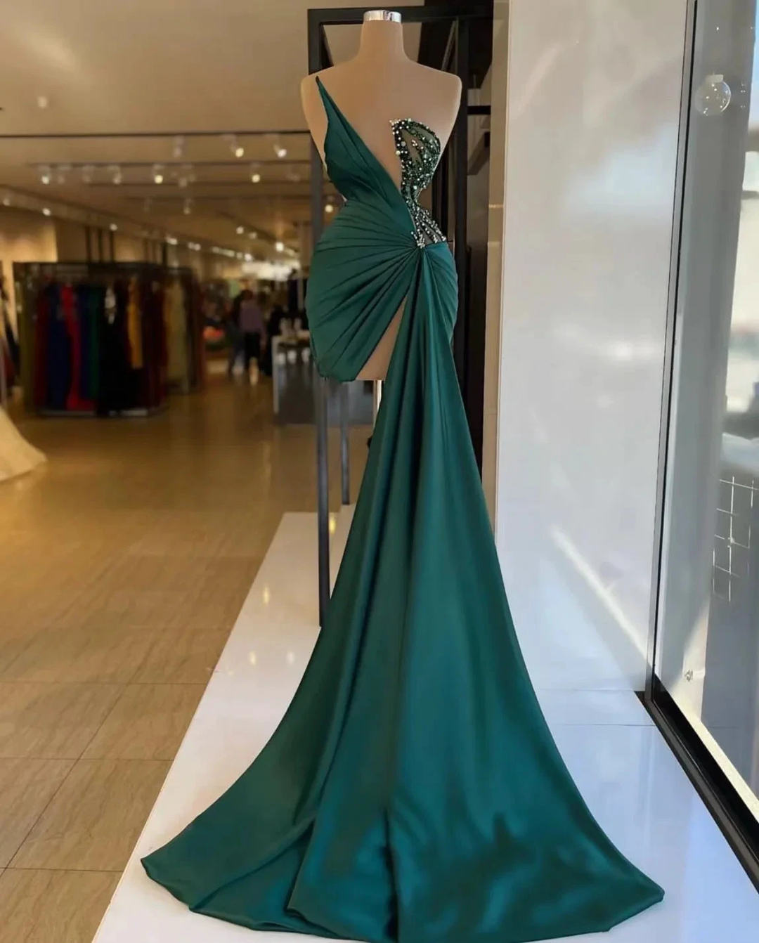 Green dresses for women party mermaid beaded sexy evening dresses short Y129 by simplepromdress