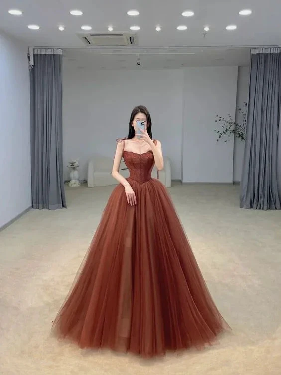 Glamorous A-line Spaghetti Straps Tulle Ball Gown,16th Birthday Dress Y7176 by simplepromdress