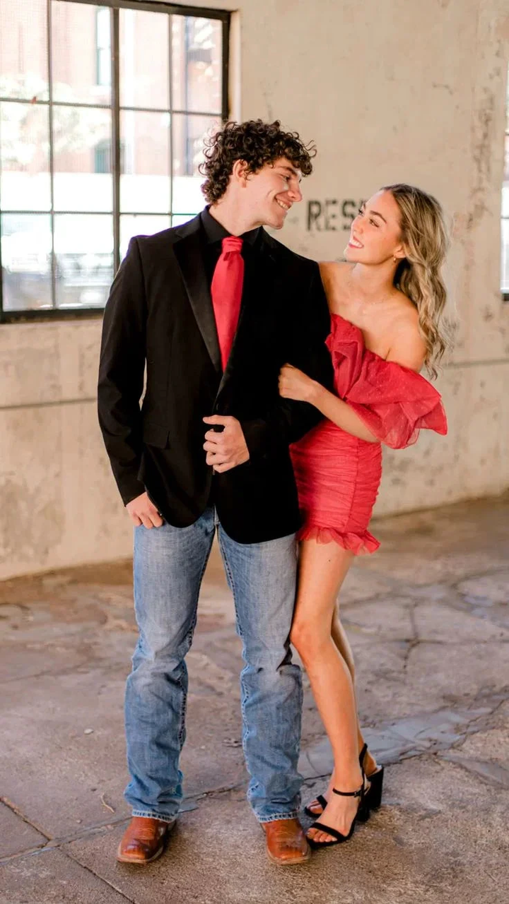 Red Ruffled Necklines Homecoming Dress Formal Dress Y5413 by simplepromdress