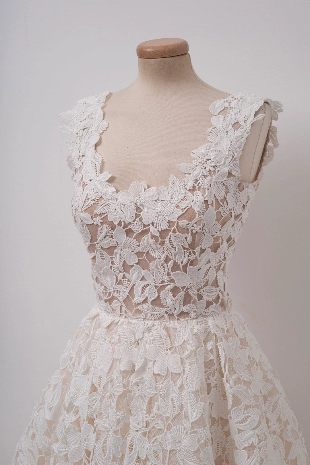 A-line Ivory Lace Homecoming Dresses Square Neck Short Prom Dress PD312 by pgmdress