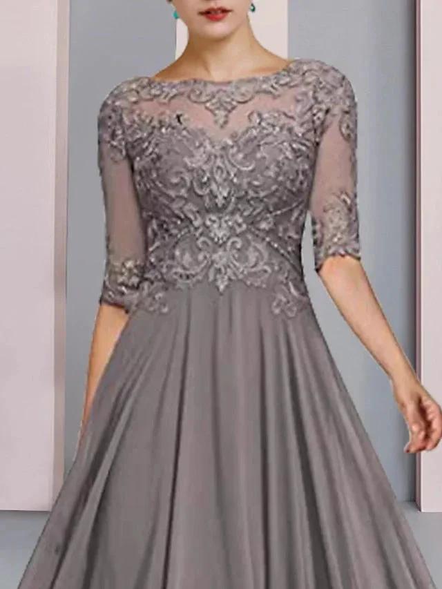 A-Line/Princess Scoop Floor-Length Mother of the Bride Dresses by Dreamylily