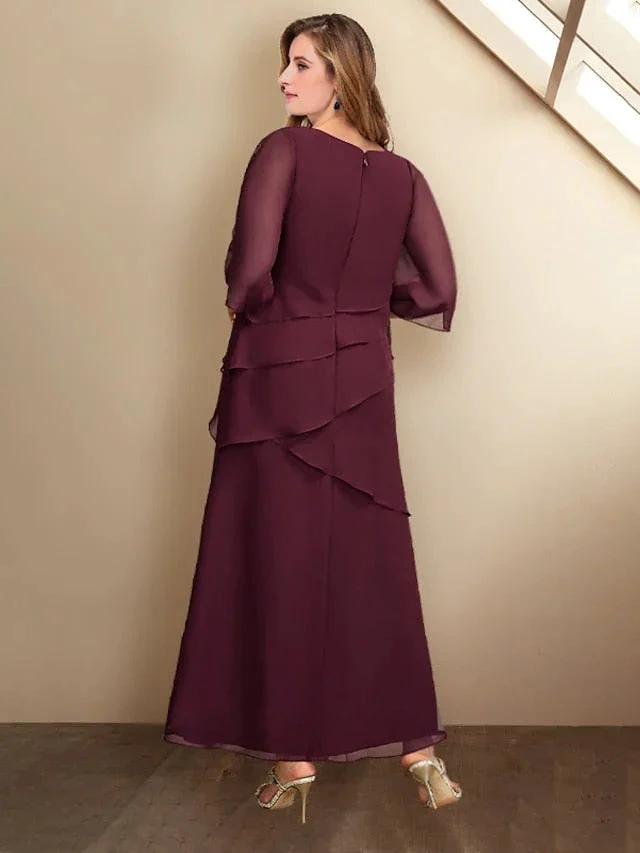 A-Line/Princess Jewel Neck Ankle-Length Mother of the Bride Dresses by Dreamylily
