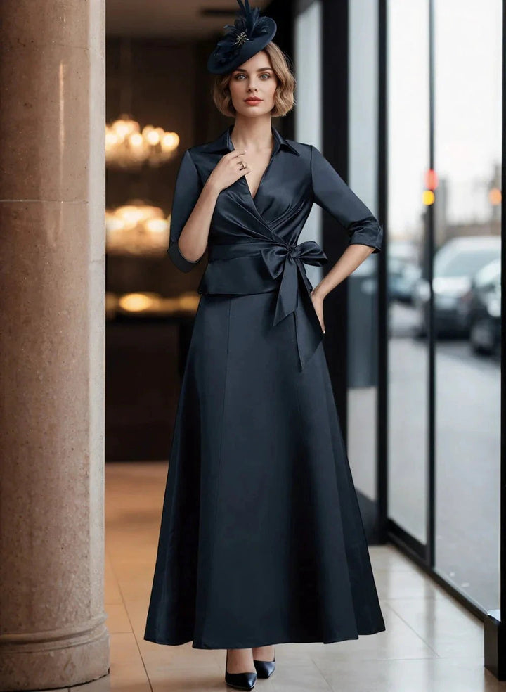 A-Line/Princess V-Neck Satin Mother of the Bride Dresses by Dreamylily