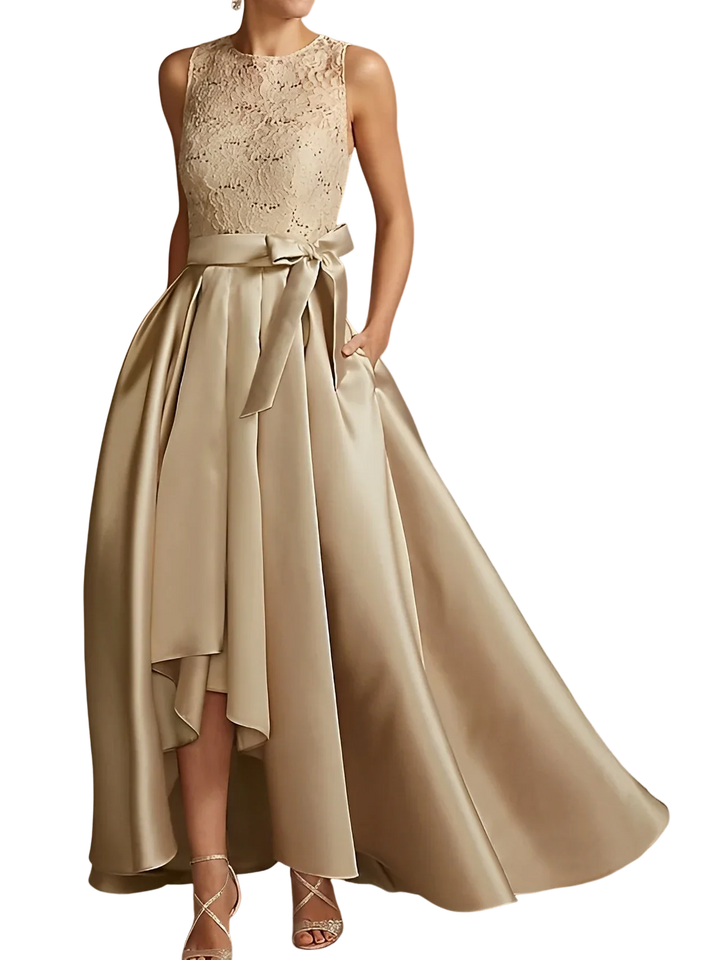 A-Line/Princess Jewel Neck Sleeveless Mother Of The Bride Dresses With Pleats Lace by Dreamylily