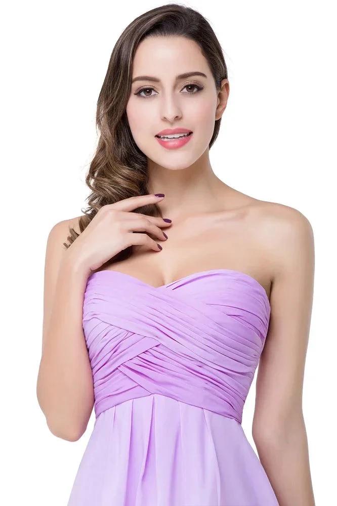 A-line Strapless Chiffon Bridesmaid Dress with Draped by misshow.com