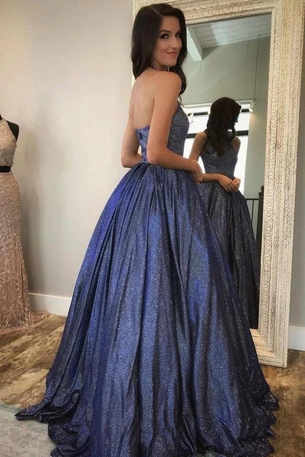 A-line Sparkly Halter Neck Long Prom Dresses Cute Formal Dress PSK371 by pgmdress