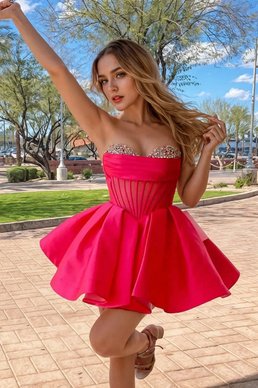 A-line Strapless Sheer Corset Bodice Lavender Homecoming Dress PD539 by pgmdress