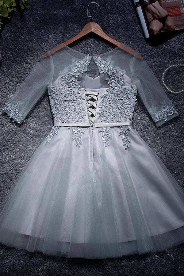 A-line Tulle Homecoming Dresses Scoop Short/Mini Prom Dresses PD047 by pgmdress