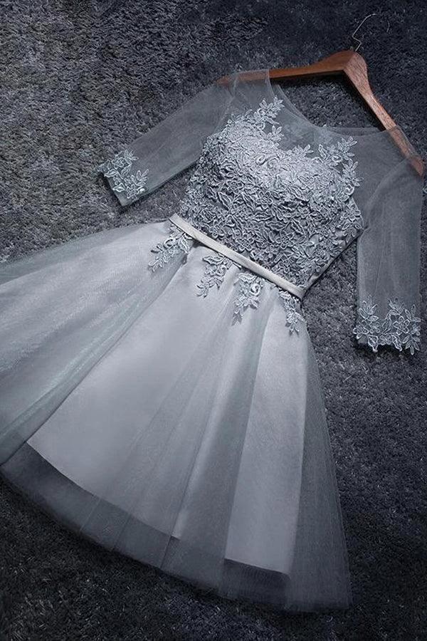A-line Tulle Homecoming Dresses Scoop Short/Mini Prom Dresses PD047 by pgmdress