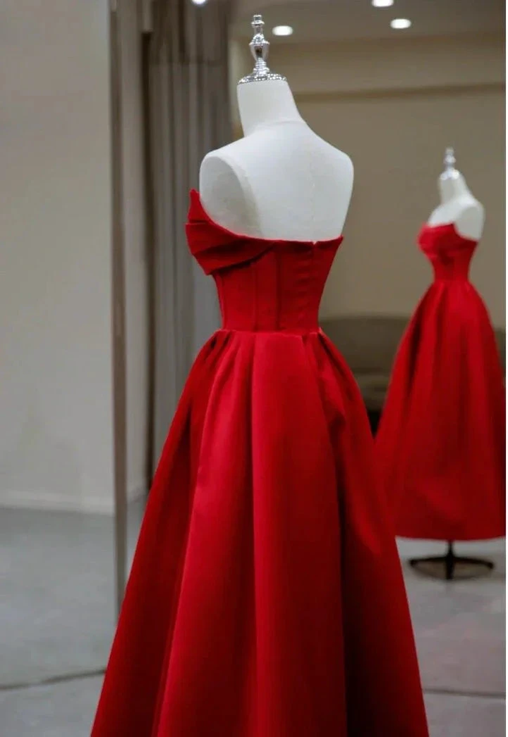 Stylish Flat Neck Satin Backless Pleated Floor Length A Line Evening Gown Prom Dress Y6331 by simplepromdress