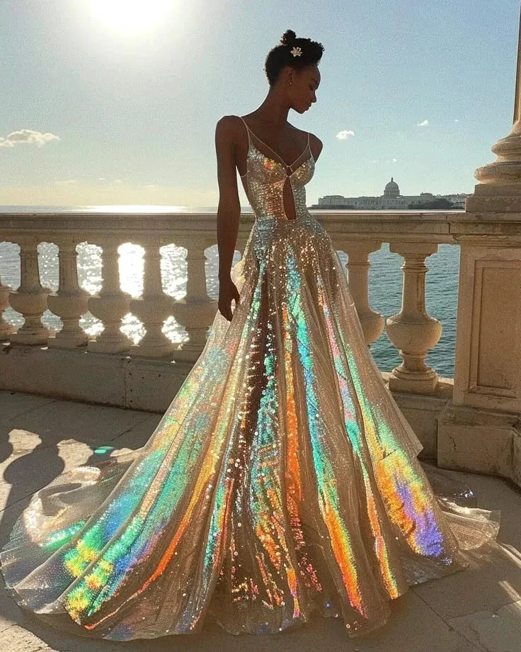 Glitter Tulle Sequins A Line Prom Dress Evening Dress Y8378 by simplepromdress