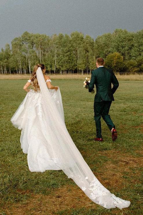 A Line Off the Shoulder Appliques Bohemian Wedding Dresses Bridal Gown WD674 by pgmdress