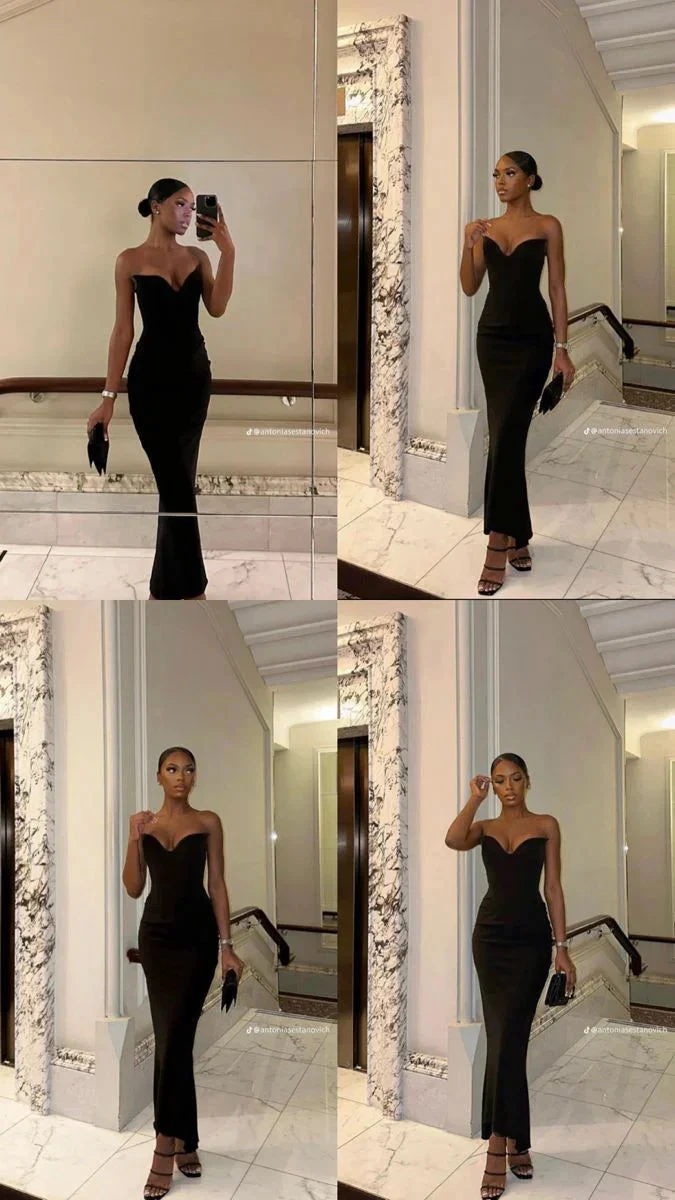 Classy Black Sheath Evening Dress,Slim Prom Gown Y4242 by simplepromdress