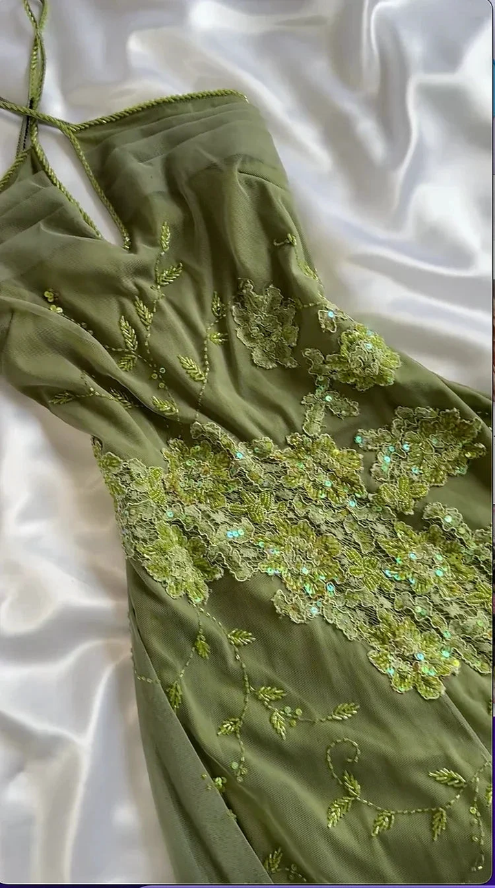 Unique Green Lace Chiffon Sequins Beaded Prom Dress Formal Evening Dress Y8308 by simplepromdress