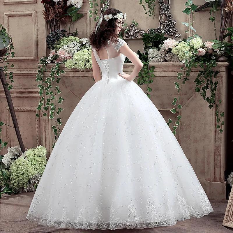 Applqiues Vestido De Noiva Cap Sleeve Wedding Dresses V-neck Vestidos De Novia by payinti