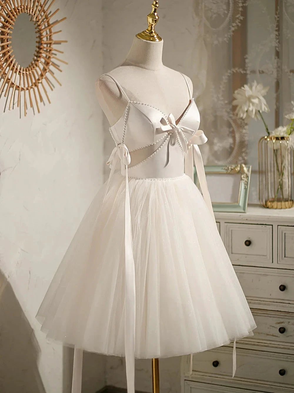 Beading Bowknot Lace Up Short Homecoming Dresses by Cicinia
