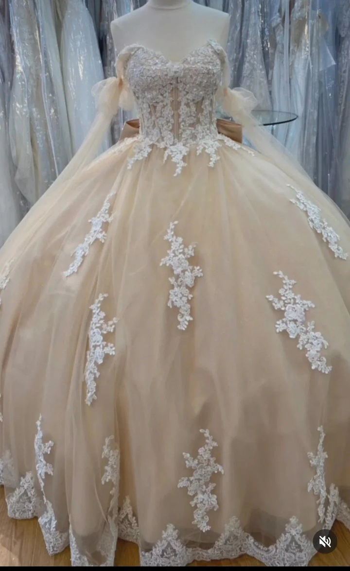 A-line Lace Tulle Ball Gown Sweet 16 Dress Y4013 by simplepromdress