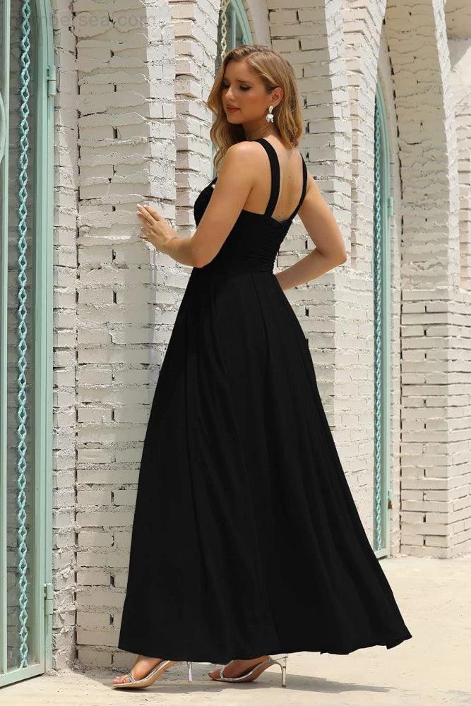 Numbersea Women Halter Chiffon Bridesmaid Dress A-line Long Formal Prom Gown SEA28015 by numbersea