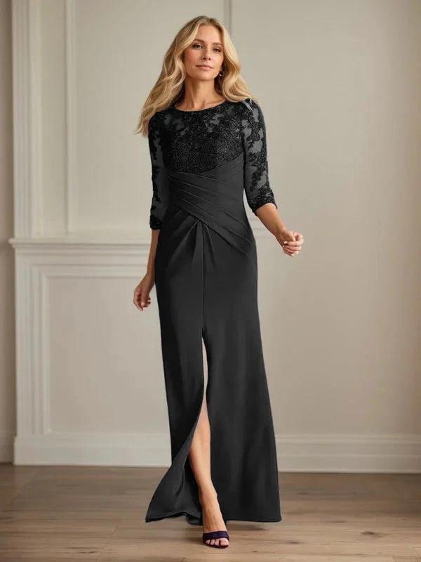 Plum Sheath Lace Stretch Crepe Mother of the Bride Dress by Dreamylily
