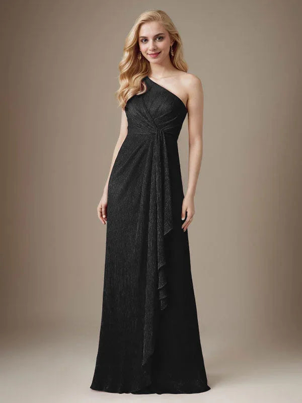 Ruby Sheath One Shoulder Metallic Mesh Dress Mother of the Bride Dress by Dreamylily