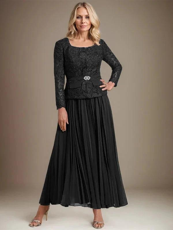 A-line Square Ankle-Length Chiffon Mother of the Bride Dress With Pleated by Dreamylily
