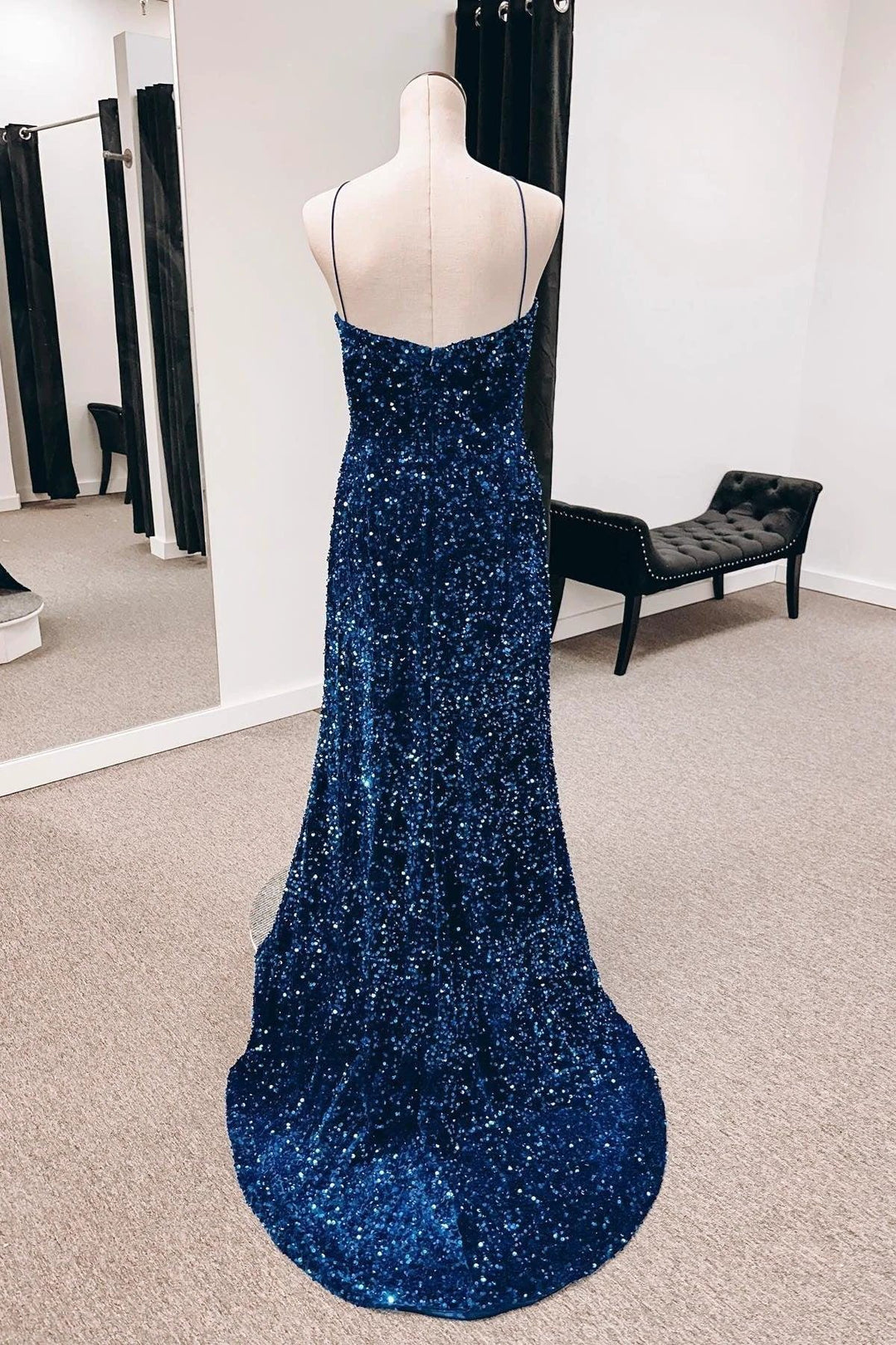 Cut Out Prom Dresses with Slit Spaghetti Strap Prom Dress SYP146 by vivymakudress