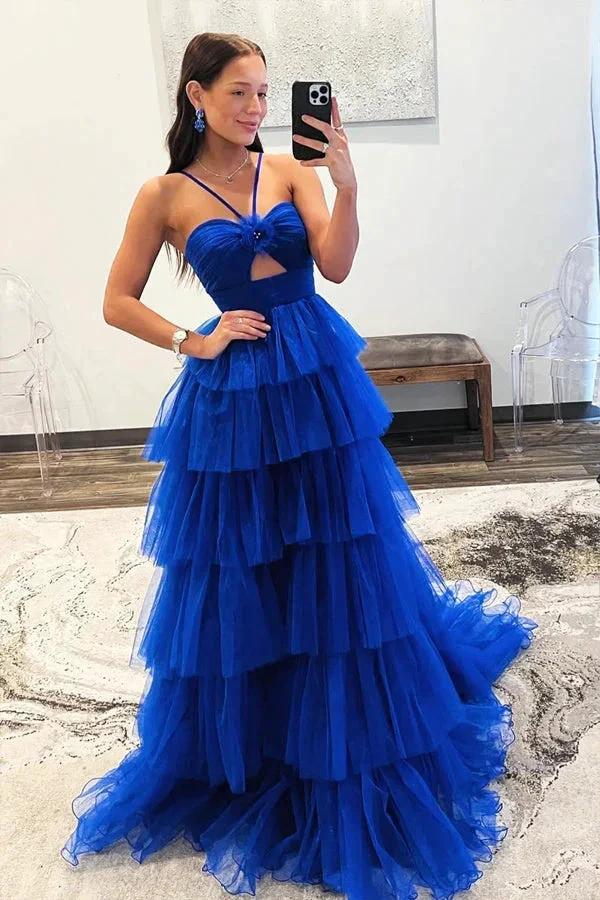 Blue Tulle Layers Long Formal Dress Princess Prom Dresses PSK548 by pgmdress