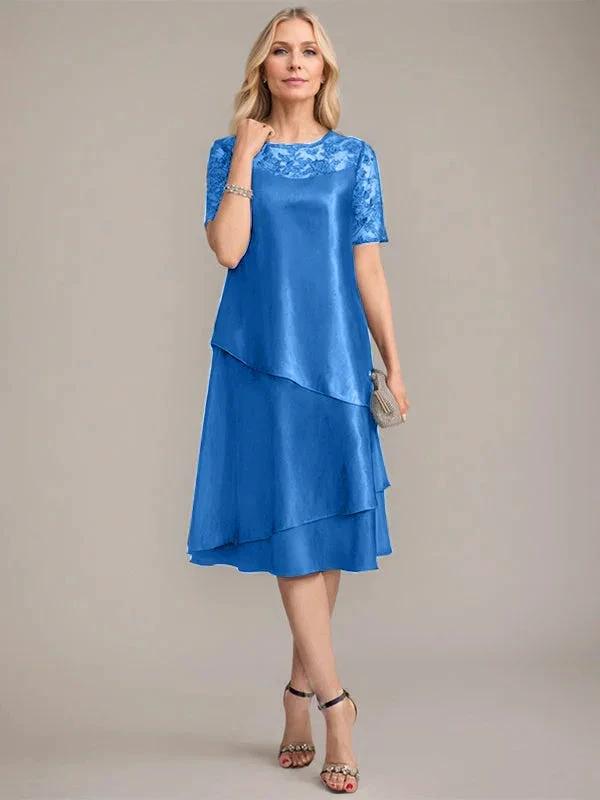 A-Line Scoop Knee-Length Mother of the Bride Dress With Applique &amp; Sequins by Dreamylily