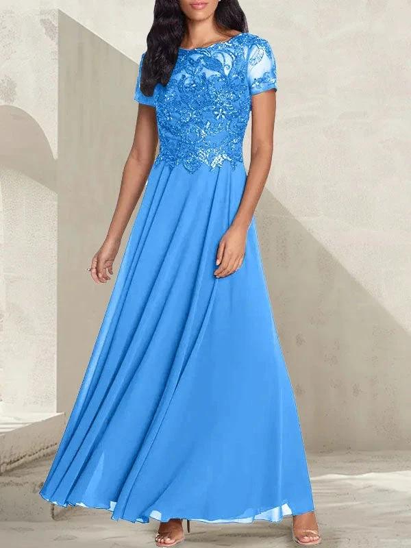 Charcoal Grey A-Line Scoop Long Mother of the Bride Dress With Beadings by Dreamylily