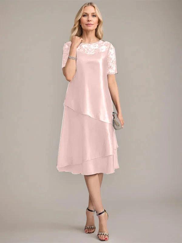 A-Line Scoop Knee-Length Mother of the Bride Dress With Applique &amp; Sequins by Dreamylily