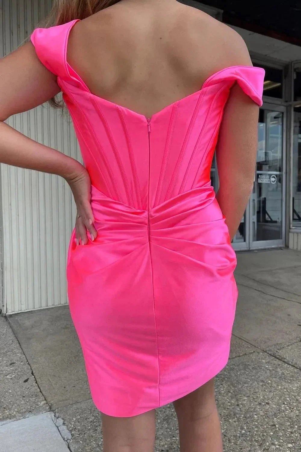 Bodycon Off the Shoulder Turquoise Homecoming Dress with Ruched PD528 by pgmdress
