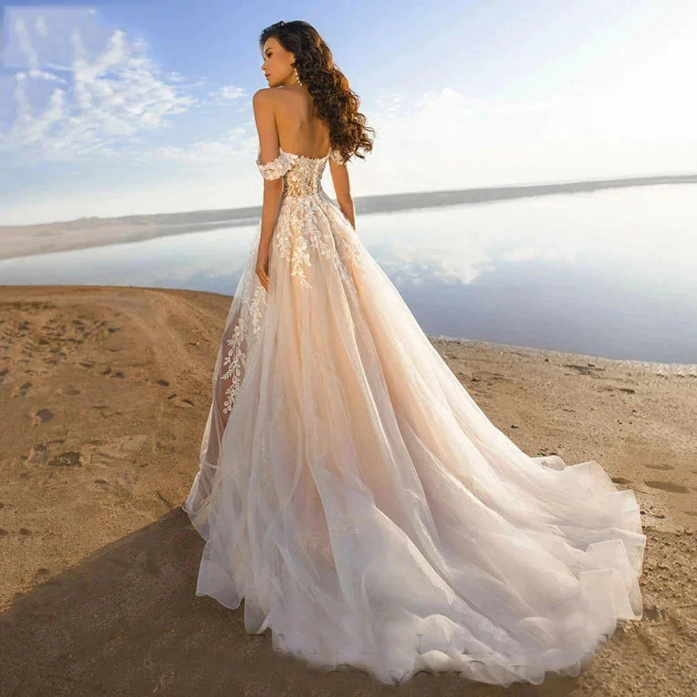 Bohemia Off Shoulder Wedding Dresses Women&