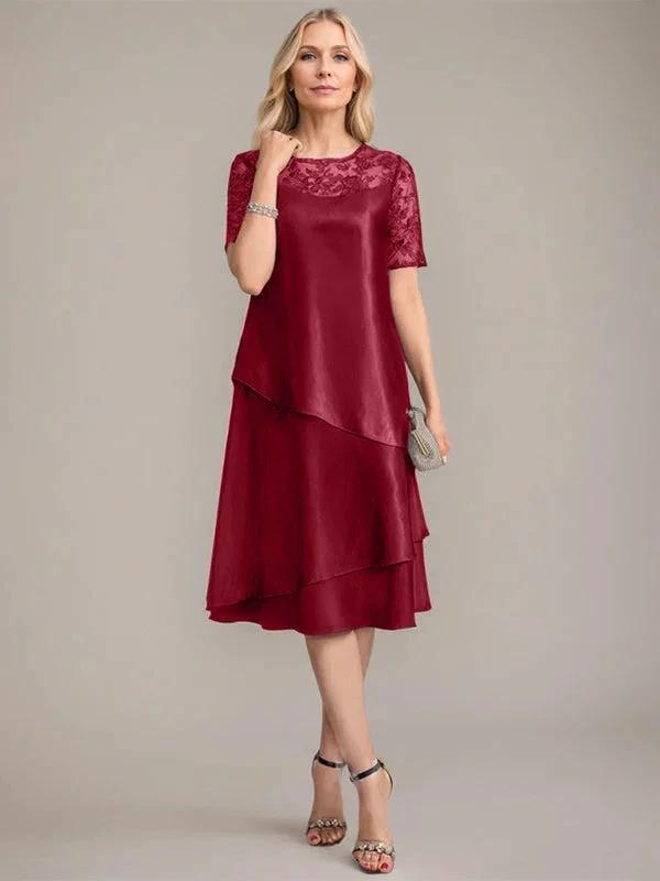 A-Line Scoop Knee-Length Mother of the Bride Dress With Applique &amp; Sequins by Dreamylily